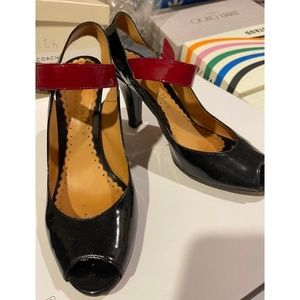 Bettye Muller Black Open Toe Heels US 7